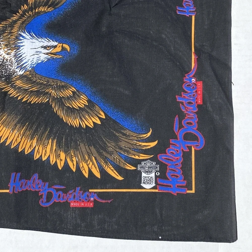 New VTG Harley Davidson Scarf Bandanna Eagle Flag 21